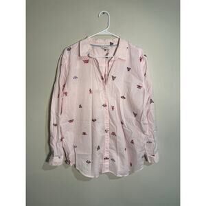 Joules Cornelia Butterfly Striped Oversized Button Down Cotton Shirt Size 10